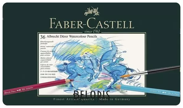 Карандаши цветные акварельные художественные Faber-castell "Albrecht Durer", 36 цветов, металлическая коробка
