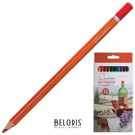 Карандаши цветные экстрамягкие "Сонет", 12 цветов, в картонная упаковка с европодвесом