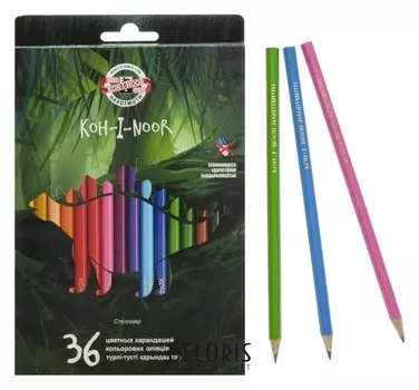 Карандаши Koh-i-noor 3595 «Динозавр», 36 цветов, картонная упаковка