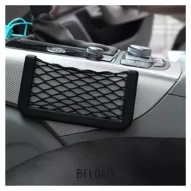 Карман-сетка под телефон Torso, на клейкой ленте, 14,5 х 8 см, чёрный