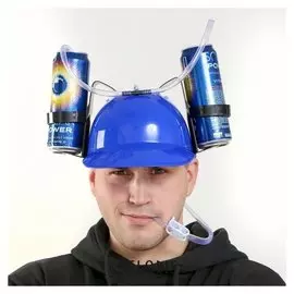 Карнавальная каска с отверстиями под банки, цвет синий