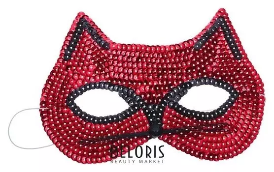 Карнавальная маска «Кошечка», с пайетками, цвет красный