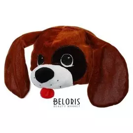 Карнавальная шапка "Собака с черным пятном"обхват головы 52-57см