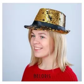 Карнавальная шляпа «Блеск», с пайетками, цвет золотой