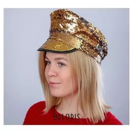 Карнавальная шляпа «Фуражка», с пайетками, цвет золотой