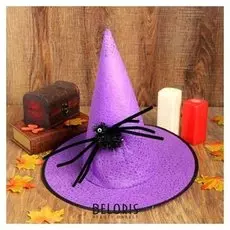 Карнавальная шляпа «Конус», с пауком, цвет сиреневый