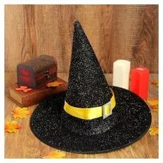 Карнавальная шляпа «Конус», жёлтый ремешок