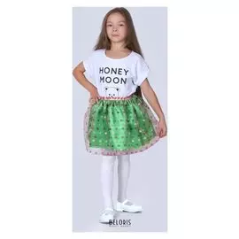 Карнавальная юбка для девочки "Конфетти", органза, атлас, длина 35 см, цвет зелёный