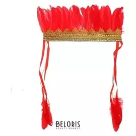 Карнавальный головной убор «Пёрышки», на резинке, цвет красный