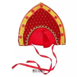 Карнавальный кокошник «Царица», цвет золотисто-красный