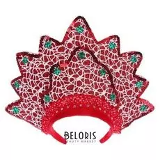 Карнавальный кокошник «Волшебство», цвет красно-белый