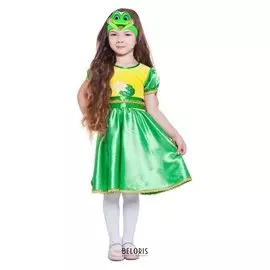 Карнавальный костюм «Царевна-лягушка», платье, маска-ободок, атлас, р. 32, рост 122-128 см