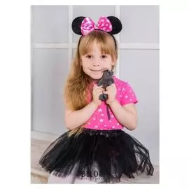 Карнавальный костюм для девочек "Мышка нана" юбка, ободок, термонаклейка