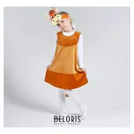 Карнавальный костюм «Коровка в сарафане», маска, сарафан, хвост, плюш, рост 98-116 см