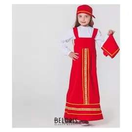 Карнавальный костюм "Матрёшка", платок, сарафан, косынка, рубашка, рост 116-122 см, 5-6 лет