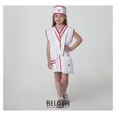 Карнавальный костюм "Медсестра", халат, сумка, повязка на голову, рост 110-122 см, 4-6 лет