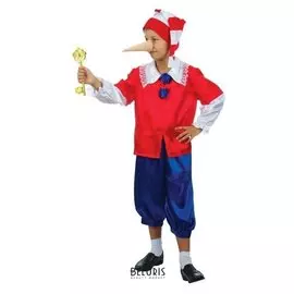 Карнавальный костюм "Нарядный буратино", колпак, куртка, штаны, нос, рост 140 см