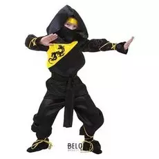 Карнавальный костюм "Ниндзя", р-р 30, рост 116 см, цвет чёрно-жёлтый
