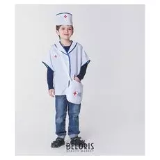 Карнавальный костюм "Скорая помощь", халат, головной убор, сумка, рост 110-122 см, 4-6 лет