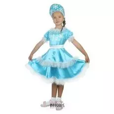 Карнавальный костюм "Снегурочка снежная", атлас, кокошник, платье, р-р 30, рост 110-116 см