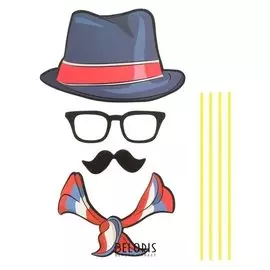 Карнавальный набор для фотосессии «Франт», 4 предмета: шляпа, очки, усы, шарф