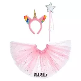 Карнавальный набор «Единорог», 3 предмета: юбка, ободок, жезл, 4-6 лет