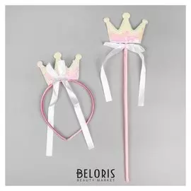 Карнавальный набор «Королева», 2 предмета: жезл, ободок, цвет белый