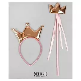 Карнавальный набор «Корона», 2 предмета: жезл, ободок