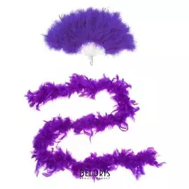 Карнавальный набор «Красотка», 2 предмета: шарф, веер, цвет фиолетовый