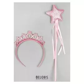 Карнавальный набор «Красотка», 2 предмета: жезл, ободок, цвет розовый