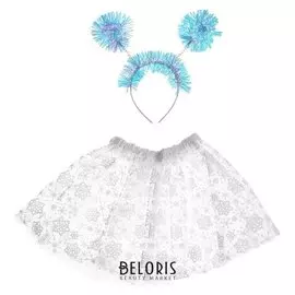 Карнавальный набор «Снежинка», 2 предмета: ободок, юбка двухслойная белая, 3-5 лет