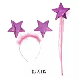 Карнавальный набор "Звезда" 2 предмета: ободок, жезл, цвет розовый