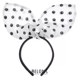 Карнавальный ободок «Бант», в горох, цвет белый