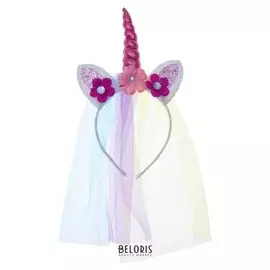 Карнавальный ободок «Единорог», с цветочками