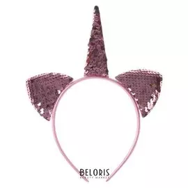 Карнавальный ободок «Единорог», с пайетками, цвет розовый