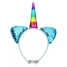 Карнавальный ободок «Единорог», с пайетками, цвет голубой