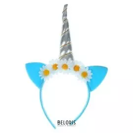 Карнавальный ободок «Единорог», с ромашками, цвет синий