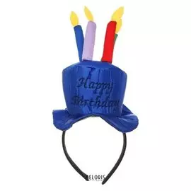 Карнавальный ободок «С днём рождения», цвет синий