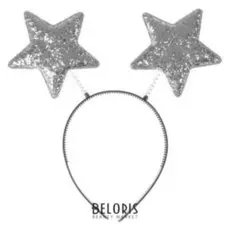Карнавальный ободок «Звёзды», цвет серебряный