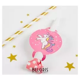 Карнавальный язычок «Единорог», набор 6 шт., цвет розовый