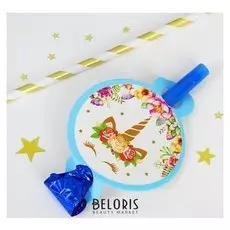 Карнавальный язычок «Единорог», набор 6 шт., цвет голубой