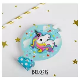 Карнавальный язычок «Единорог», набор 6 шт., цвет голубой