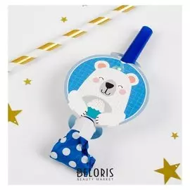 Карнавальный язычок «Мишка», набор 6 шт., цвет синий