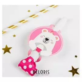 Карнавальный язычок «Мишка», набор 6 шт., цвет розовый