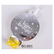 Карнавальный язычок «С днём рождения», набор 6 шт., цвет серебристый