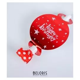 Карнавальный язычок «С днём рождения», набор 6 шт., цвет красный