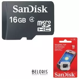 Карта памяти Micro Sdhc, 16 GB, Sandisk, 4 мб/сек. (Class 4), Sdsdqm-016g-b35
