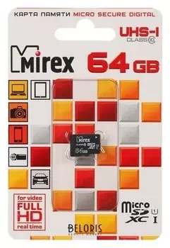 Карта памяти Mirex Microsd, 64 Гб, Sdxc, Uhs-i, класс 10