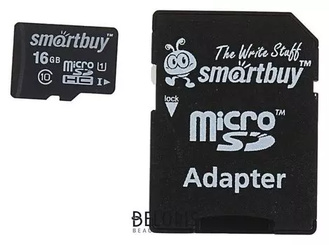 Карта памяти Smartbuy Microsd, 16 Гб, Sdhc, класс 10, с адаптером SD