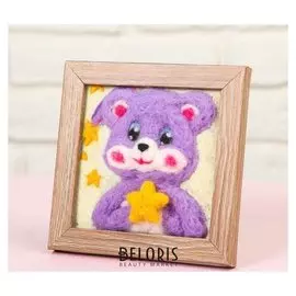 Картина из шерсти объёмная "Мишка", 10 х 10 см